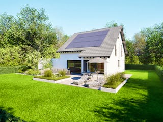 Massivhaus Entwurf NB142 von FAVORIT Massivhaus, Satteldach-Klassiker Außenansicht 1