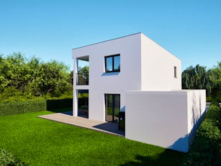 Massivhaus Entwurf CD108 von FAVORIT Massivhaus, Cubushaus Außenansicht 6