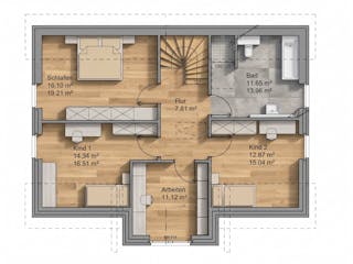 Massivhaus Friesengiebel 171 von AMR-Wohnbau Schlüsselfertig ab 352000€, Satteldach-Klassiker Grundriss 2