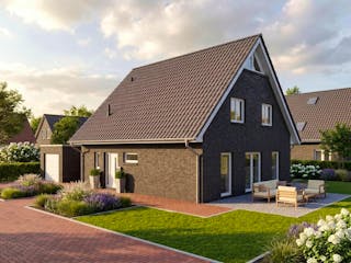 Massivhaus Satteldach 136 von AMR-Wohnbau Schlüsselfertig ab 300000€, Satteldach-Klassiker Außenansicht 3