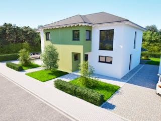 Massivhaus Entwurf FI124 von FAVORIT Massivhaus, Stadtvilla Außenansicht 9