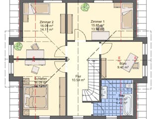 Massivhaus Einfamilienhaus K_159 von VARIODOMO Bausysteme Schlüsselfertig ab 359900€, Satteldach-Klassiker Grundriss 2