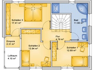 Fertighaus Planungsbeispiel 128H20 von Bio-Solar-Haus Schlüsselfertig ab 371094€, Satteldach-Klassiker Grundriss 2