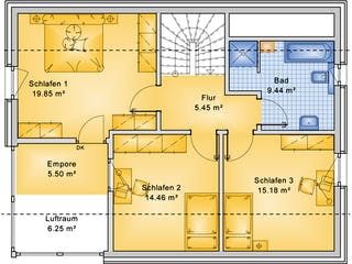 Fertighaus Planungsbeispiel 139H15 von Bio-Solar-Haus Schlüsselfertig ab 370110€, Satteldach-Klassiker Grundriss 2