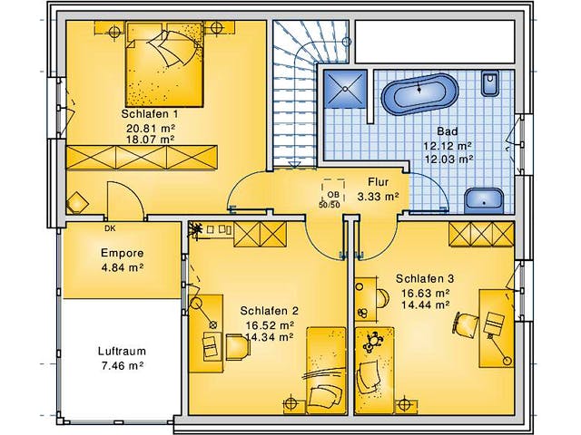 Fertighaus Planungsbeispiel 151H15 von Bio-Solar-Haus Schlüsselfertig ab 397320€, Satteldach-Klassiker Grundriss 2