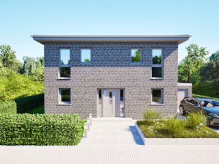 Massivhaus Entwurf CL143 von FAVORIT Massivhaus, Stadtvilla Außenansicht 10