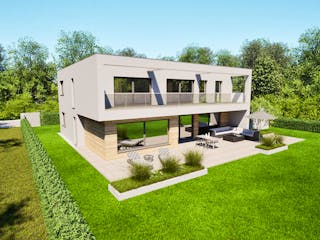 Massivhaus Entwurf CD245 von FAVORIT Massivhaus, Cubushaus Außenansicht 15