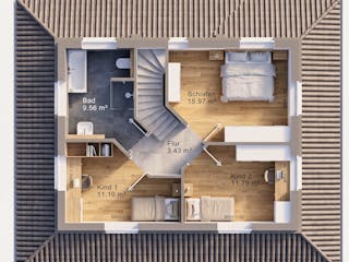 Massivhaus Pagode 140 von AMR-Wohnbau Schlüsselfertig ab 372000€, Stadtvilla Grundriss 2