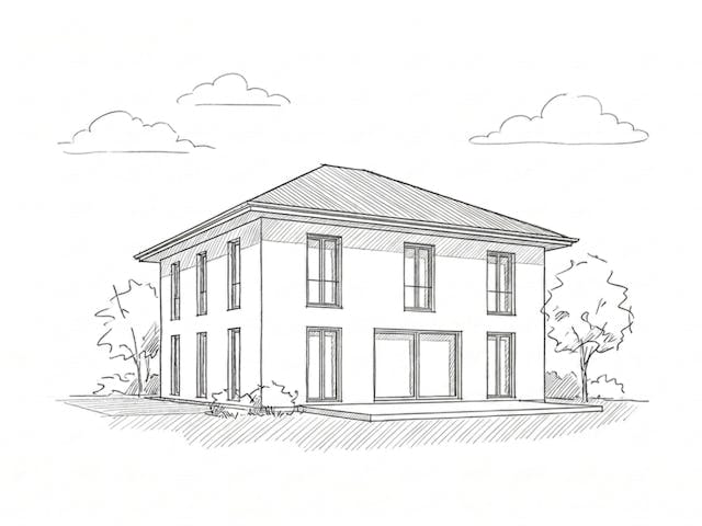Massivhaus Stadtvilla 120/130 von Ever Energy Home, Stadtvilla Außenansicht 1