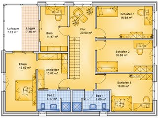 Fertighaus Planungsbeispiel 252H20 von Bio-Solar-Haus Schlüsselfertig ab 585711€, Satteldach-Klassiker Grundriss 2