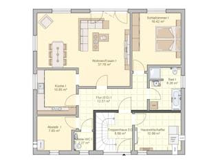 Fertighaus Junto 225 von Fingerhut Haus Schlüsselfertig ab 627796€, Satteldach-Klassiker Grundriss 1
