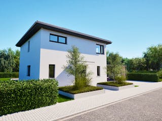 Massivhaus Entwurf CL131 von FAVORIT Massivhaus, Stadtvilla Außenansicht 11