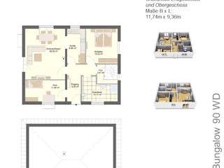 Massivhaus Bungalow90WD von Mihm Thermobau, Bungalow Grundriss 2