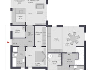 Massivhaus Entwurf PR171-78 von FAVORIT Massivhaus, Cubushaus Grundriss 1