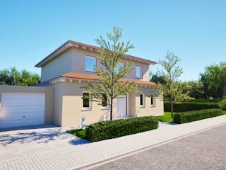 Massivhaus Entwurf AM145 von FAVORIT Massivhaus, Stadtvilla Außenansicht 6