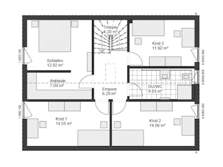 Fertighaus White&Black 160 von WHITE&BLACK Fertighäuser Ausbauhaus ab 186541€, Satteldach-Klassiker Grundriss 3