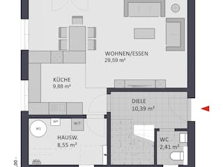 Massivhaus Entwurf CS116 von FAVORIT Massivhaus, Pultdachhaus Grundriss 1