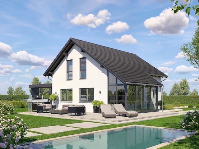 Fertighaus Stockholm von Fingerhut Haus Schlüsselfertig ab 402075€, Satteldach-Klassiker Außenansicht 1