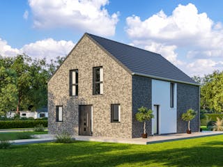 Fertighaus EINFAMILIENHAUS 145 GE von Kähler Massivhaus Schlüsselfertig ab 359130€, Satteldach-Klassiker Außenansicht 1