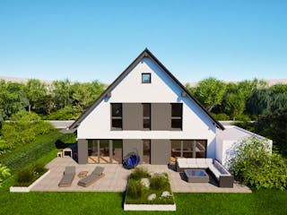 Massivhaus Entwurf NB174 von FAVORIT Massivhaus, Satteldach-Klassiker Außenansicht 3