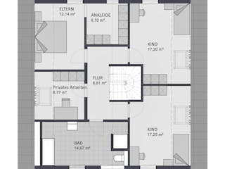 Massivhaus Entwurf NB174 von FAVORIT Massivhaus, Satteldach-Klassiker Grundriss 2