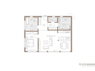 Fertighaus Einfamilienhaus Premium 88_SD von Naturholzhaus Bayern, Bungalow Grundriss 1