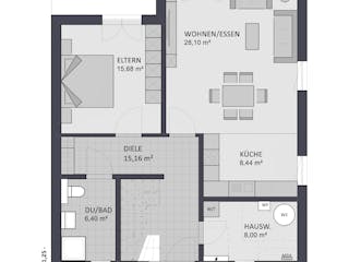 Massivhaus Entwurf NB153 von FAVORIT Massivhaus, Satteldach-Klassiker Grundriss 1