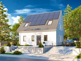 Massivhaus Einfamilienhaus 110 von BRALE Bau Schlüsselfertig ab 291400€, Satteldach-Klassiker Außenansicht 2