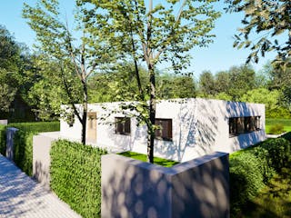 Massivhaus Entwurf CH153 von FAVORIT Massivhaus, Bungalow Außenansicht 5