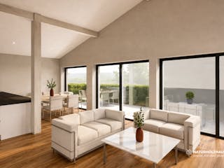 Fertighaus Einfamilienhaus Premium 88_SD von Naturholzhaus Bayern, Bungalow Innenansicht 1