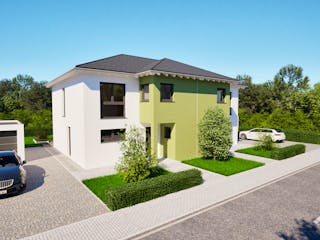 Massivhaus Entwurf FI124 von FAVORIT Massivhaus, Stadtvilla Außenansicht 7
