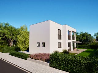 Massivhaus Entwurf CD108 von FAVORIT Massivhaus, Cubushaus Außenansicht 3