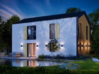 Massivhaus Einfamilienhaus 130 von BRALE Bau Schlüsselfertig ab 310200€, Satteldach-Klassiker Außenansicht 5
