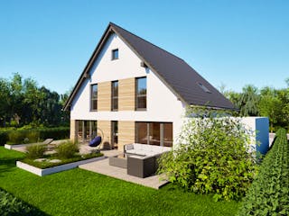 Massivhaus Entwurf NB174 von FAVORIT Massivhaus, Satteldach-Klassiker Außenansicht 5