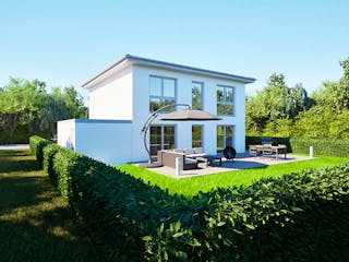 Massivhaus Entwurf CL143 von FAVORIT Massivhaus, Stadtvilla Außenansicht 14