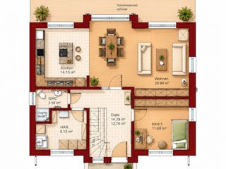 Massivhaus Hohe Düne von TIMOWA Massivhäuser, Satteldach-Klassiker Grundriss 1
