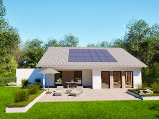 Massivhaus Entwurf CH115 von FAVORIT Massivhaus, Bungalow Außenansicht 2