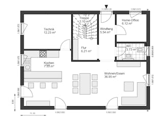 Fertighaus White&Black 160 von WHITE&BLACK Fertighäuser Ausbauhaus ab 186541€, Satteldach-Klassiker Grundriss 2