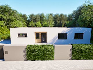 Massivhaus Entwurf CH153 von FAVORIT Massivhaus, Bungalow Außenansicht 3