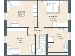 Fertighaus Aktionshaus Hans Weber Edition 2 von WeberHaus Ausbauhaus ab 315000€, Satteldach-Klassiker Grundriss 2