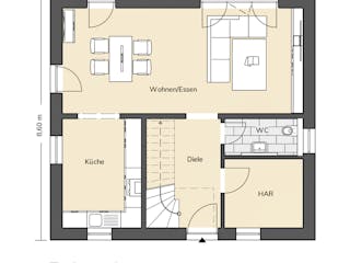 Massivhaus Einfamilienhaus 110 von BRALE Bau Schlüsselfertig ab 291400€, Satteldach-Klassiker Grundriss 1