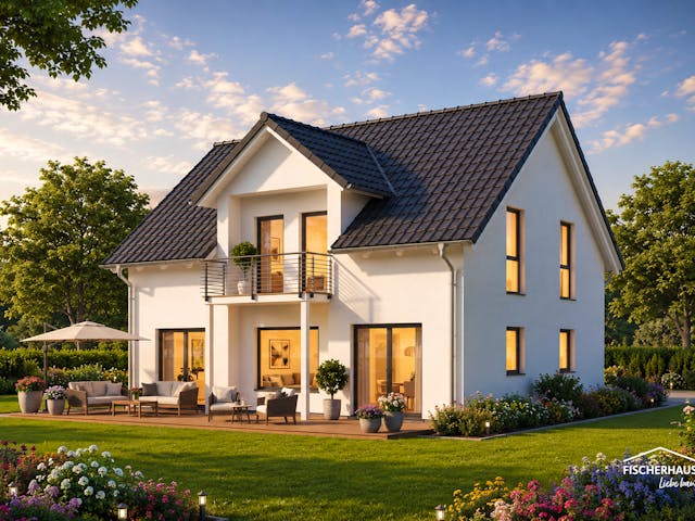 Fertighaus Klassisch S 140 (Jasmin) von FischerHaus, Satteldach-Klassiker Außenansicht 1