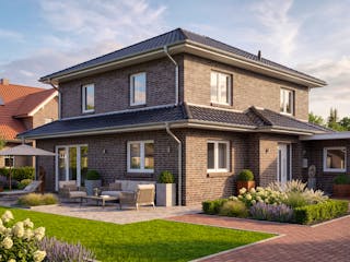 Massivhaus Pagode 140 von AMR-Wohnbau Schlüsselfertig ab 372000€, Stadtvilla Außenansicht 2