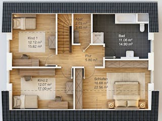 Massivhaus Satteldach 163 von AMR-Wohnbau Schlüsselfertig ab 330000€, Satteldach-Klassiker Grundriss 2