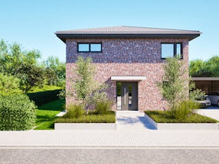 Massivhaus Entwurf CL131 von FAVORIT Massivhaus, Stadtvilla Außenansicht 4
