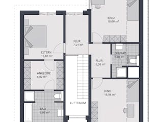 Massivhaus Entwurf CS183 von FAVORIT Massivhaus, Pultdachhaus Grundriss 2