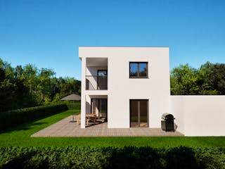 Massivhaus Entwurf CD108 von FAVORIT Massivhaus, Cubushaus Außenansicht 5