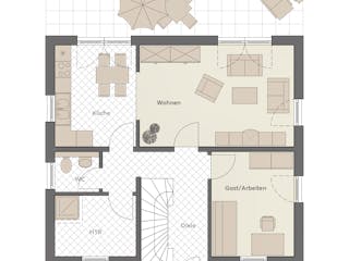 Massivhaus Pultus von ROTH MASSIVHAUS Schlüsselfertig ab 365000€, Pultdachhaus Grundriss 1