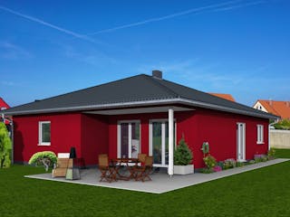 Massivhaus Bungalow W_116 von VARIODOMO Bausysteme Schlüsselfertig ab 313480€, Bungalow Außenansicht 1
