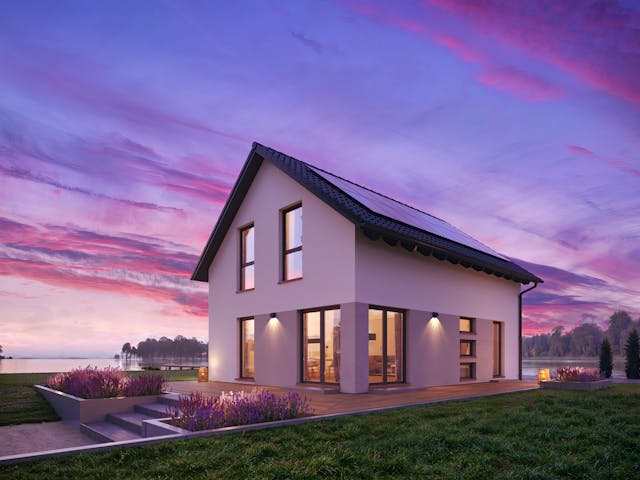 Fertighaus White&Black 120 von WHITE&BLACK Fertighäuser Ausbauhaus ab 162224€, Satteldach-Klassiker Außenansicht 1